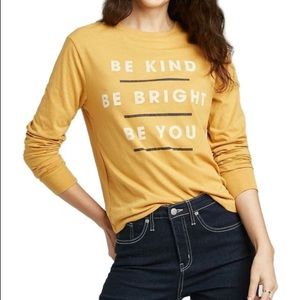 Womens Zoe + Liv Long Sleeve Gold Yellow Be Kind Be Bright Be You